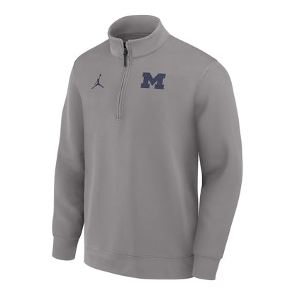 Michigan Wolverines Basketball Jordan Brand Grey Coaches Dri-FIT Long Sleeve Pullover - Front View