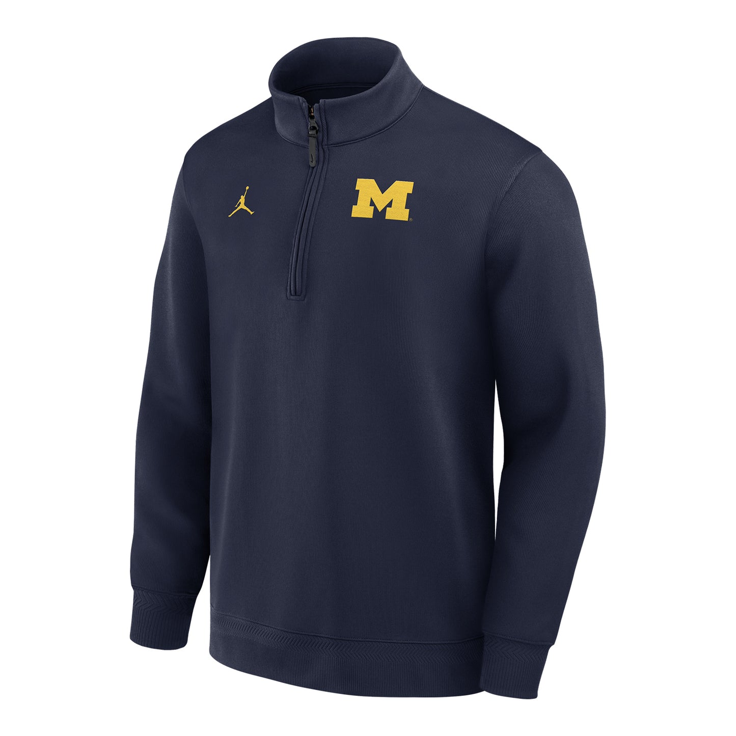 Michigan Wolverines Basketball Jordan Brand Navy Coaches Dri-FIT Long Sleeve Pullover - Front View