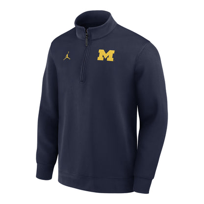 Michigan Wolverines Basketball Jordan Brand Navy Coaches Dri-FIT Long Sleeve Pullover - Front View