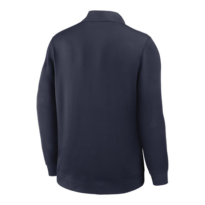Michigan Wolverines Basketball Jordan Brand Navy Coaches Dri-FIT Long Sleeve Pullover - Back View