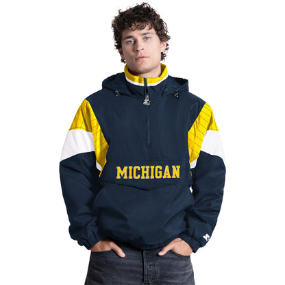 Michigan Wolverines Starter Navy Throwback Half Zip Jacket