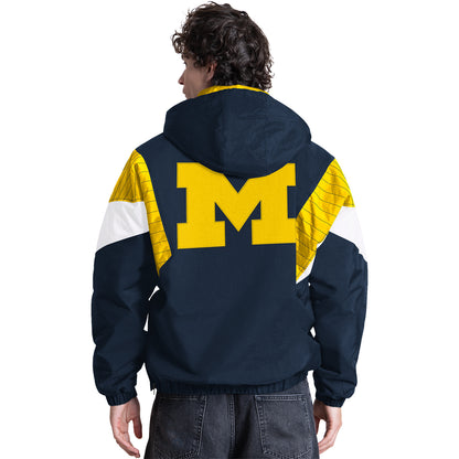 Michigan Wolverines Starter Navy Throwback Half Zip Jacket