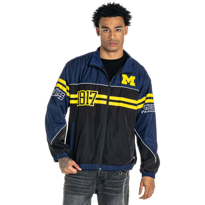 Michigan Wolverines Navy Boxy Collared Track Jacket