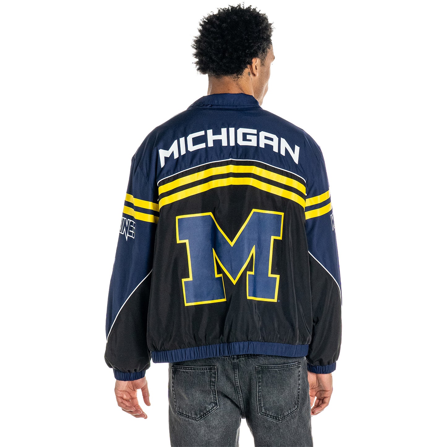 Michigan Wolverines Navy Boxy Collared Track Jacket