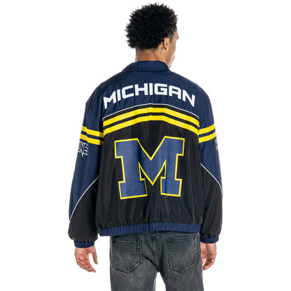Michigan Wolverines Navy Boxy Collared Track Jacket