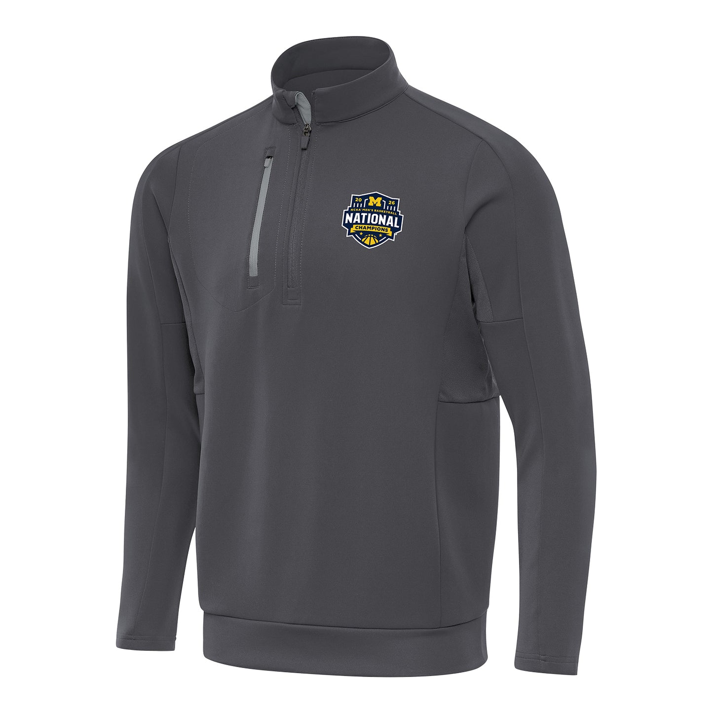 Michigan Wolverines Men's Basketball National Champions Grey 1/4 Zip