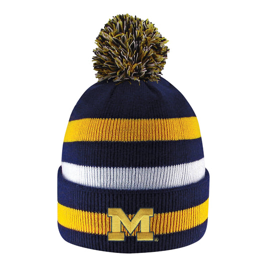 University of Michigan LogoFit Primetime Striped Pom Knit