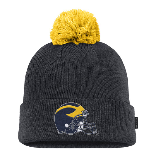 Michigan Wolverines Jordan Off Field Cuffed Pom Beanie - Front View