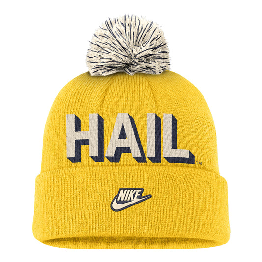 Michigan Wolverines Jordan Knit Cuffed Pom Hail Yellow Beanie