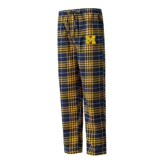 Michigan Wolverines Concept Sports Blue Flannel Pants - Front View