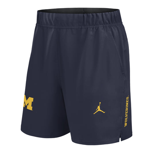 Michigan Wolverines Jordan Woven Victory Shorts In Navy - Front View