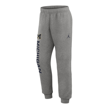 Michigan Wolverines Nike Jordan Grey Club Fleece Joggers - Front View