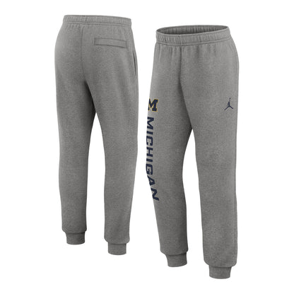 Michigan Wolverines Nike Jordan Grey Club Fleece Joggers - Front & Back View