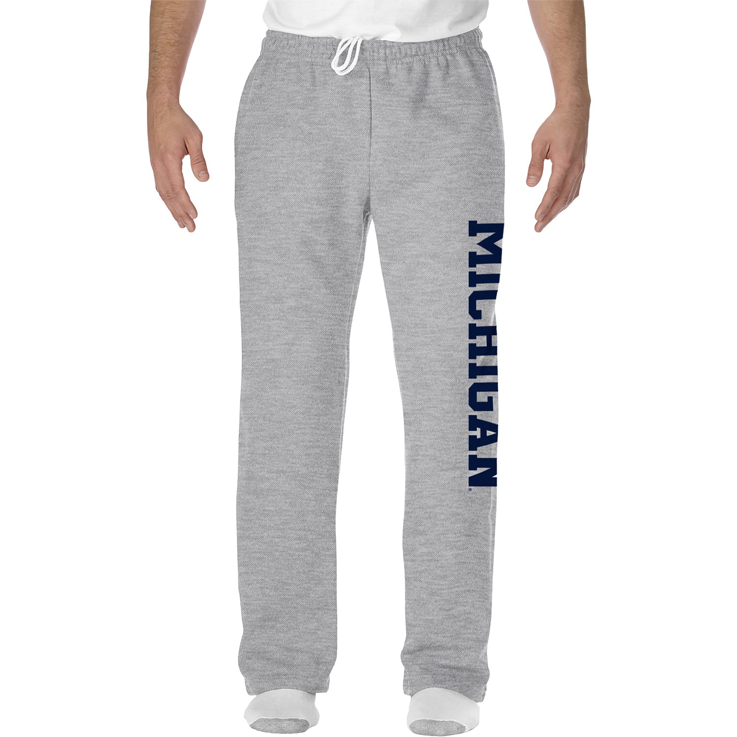 University of Michigan Block M Gray Pants - Front View On Model