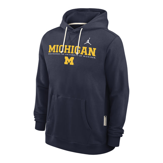 Michigan Wolverines Jordan Dri-Fit Navy Hooded Sweatshirt - Front View