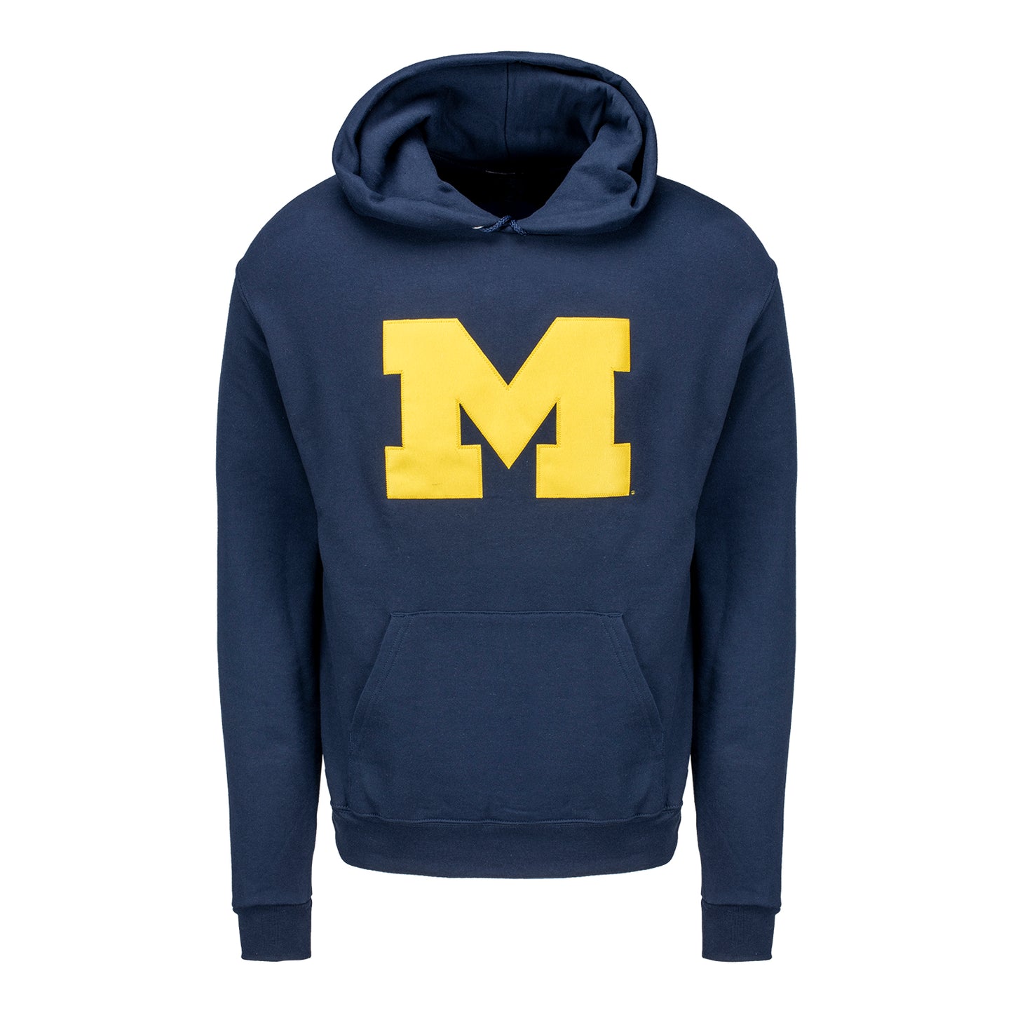 Michigan Wolverines Blue Champion Tackle Twill Primary Logo Hooded Sweatshirt - Front View