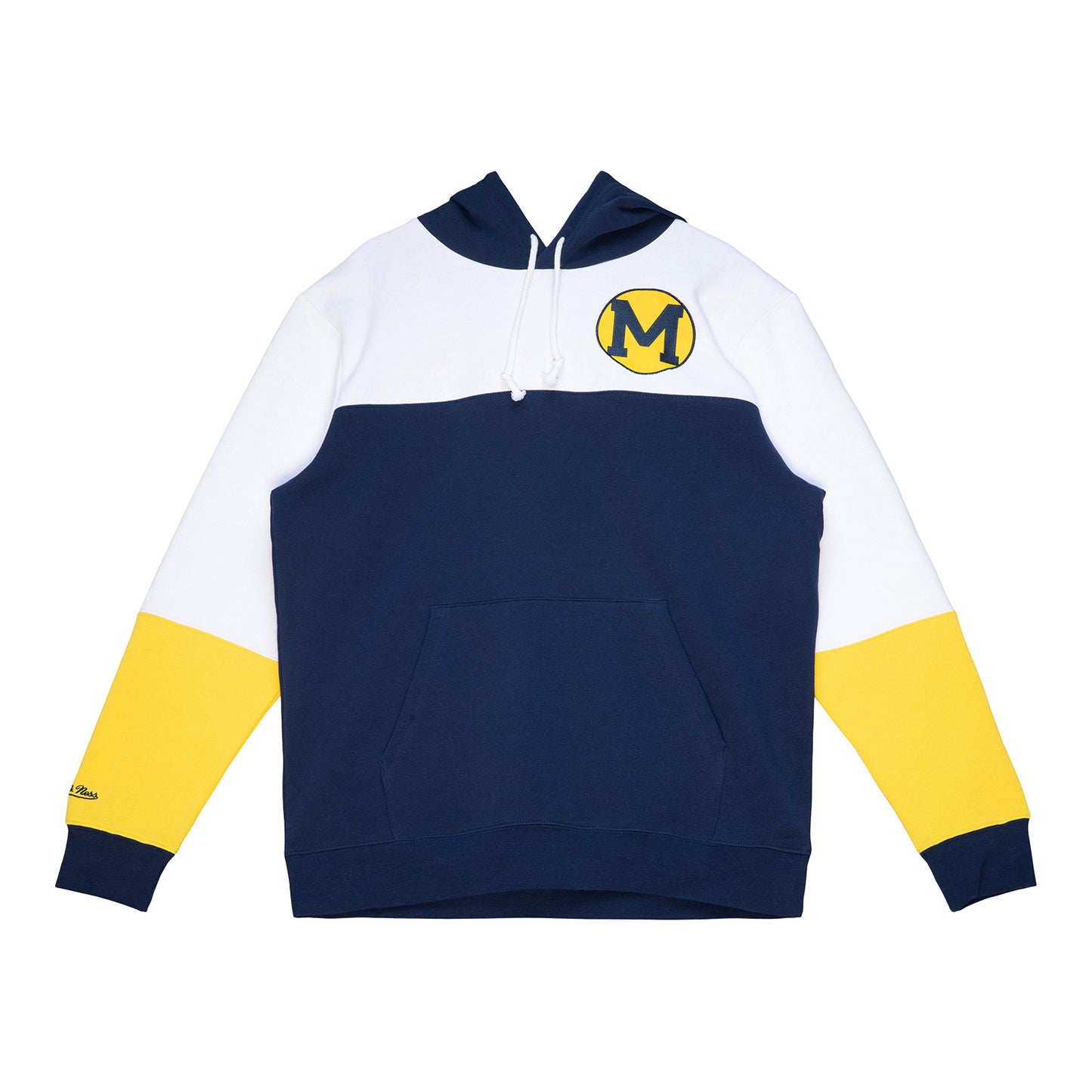 Michigan Wolverines Blue Mitchell & Ness Fusion Fleece Sweatshirt - Front View