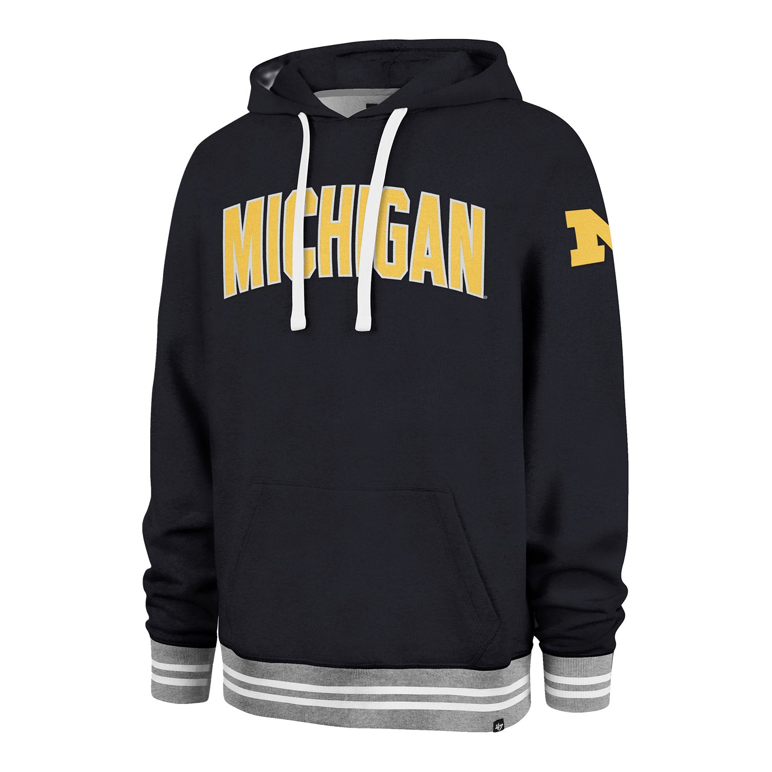 Michigan Wolverines '47 Brand Blue Atlas Eastport Fleece Hoodie - Front View