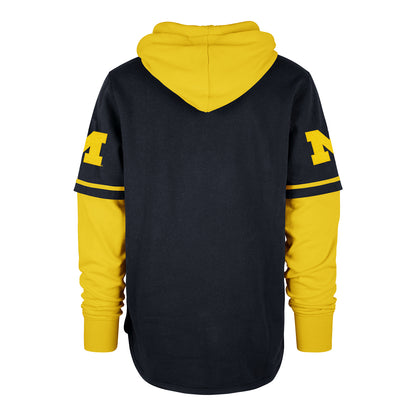 Michigan Wolverines '47 Brand Blue Trifecta Shortstop Pullover Hoodie - Back View