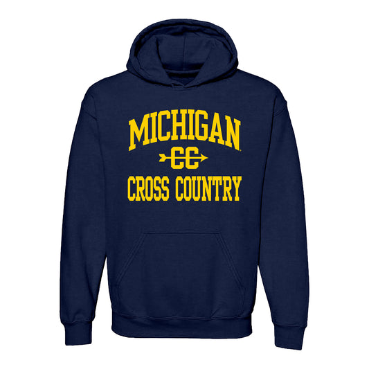 Michigan Wolverines Cross Country Navy Sweatshirt - Front View