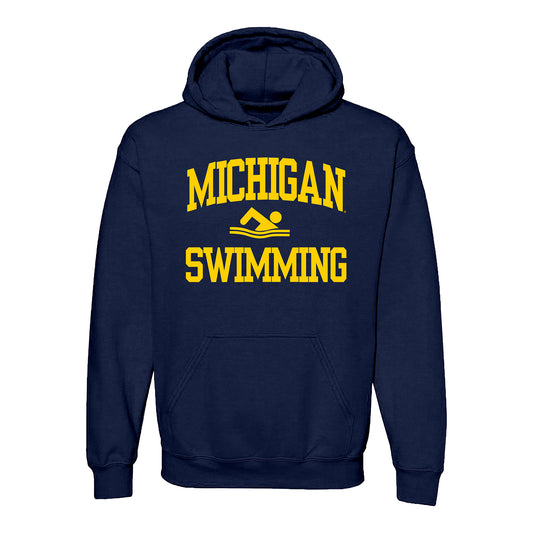 Michigan Wolverines Swimming Navy Sweatshirt - Front View