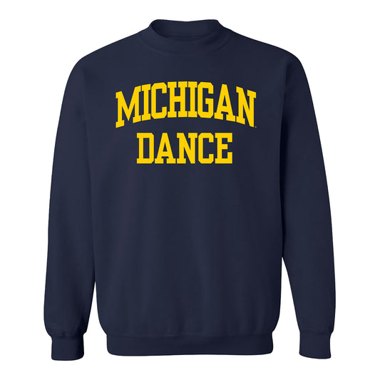 Michigan Wolverines Dance Crewneck Navy Sweatshirt - Front View