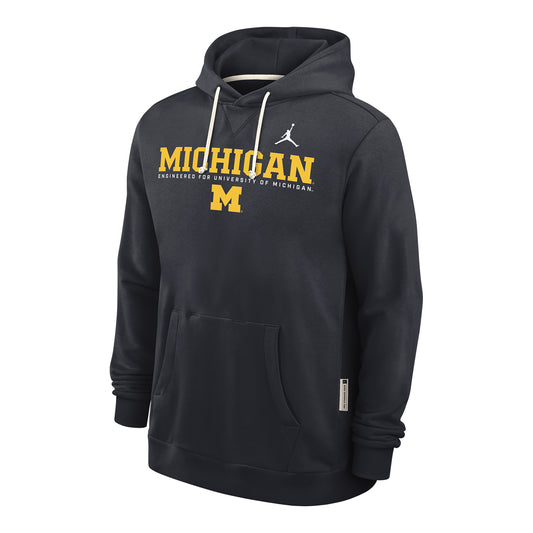 Michigan Wolverines Nike Jordan Navy Hooded Sweatshirt - Front View