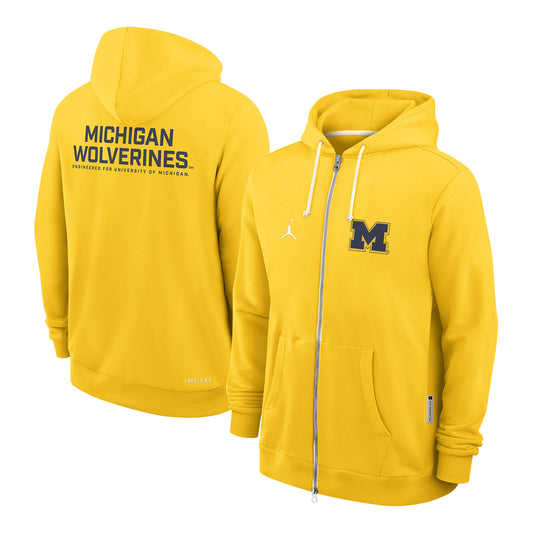 Michigan Wolverines Nike Jordan Yellow Full Zip Hooded Sweatshirt - Front & Back View