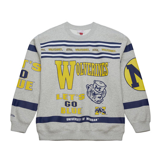Michigan Wolverines Vintage All Over Print Crewneck Sweatshirt