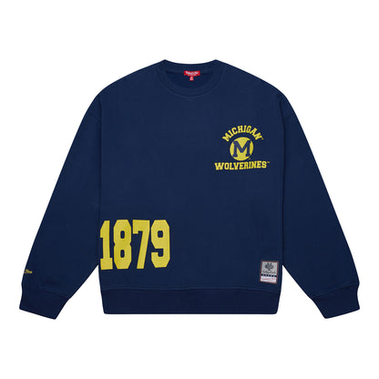 Michigan Wolverines Navy Crewneck Sweatshirt - Front View