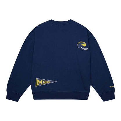 Michigan Wolverines Navy Crewneck Sweatshirt - Back View