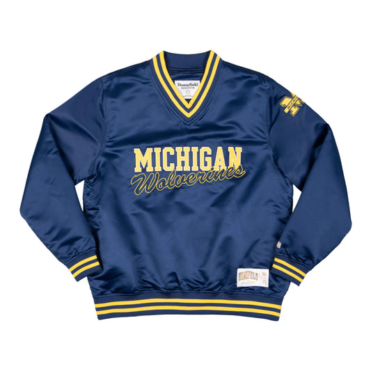 Michigan Wolverines Campus Classic Crewneck Pullover In Blue - Front View