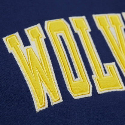 Michigan Wolverines Hooded Full-Button Fleece Vintage Jacket In Navy - Material View