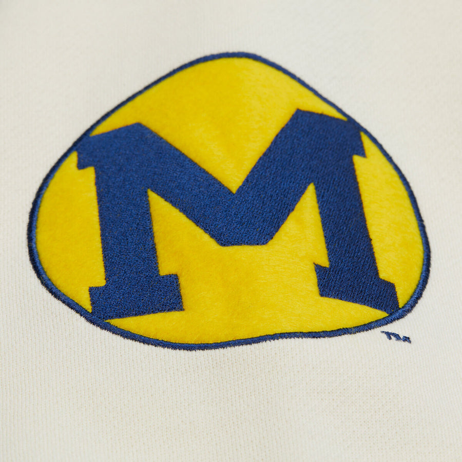 Michigan Wolverines Hooded Full-Button Fleece Vintage Jacket In Navy - M Logo View