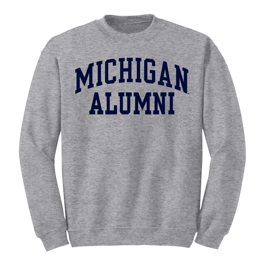 University of Michigan Gray Michigan Alumni Crewneck Sweatshirt - Front View