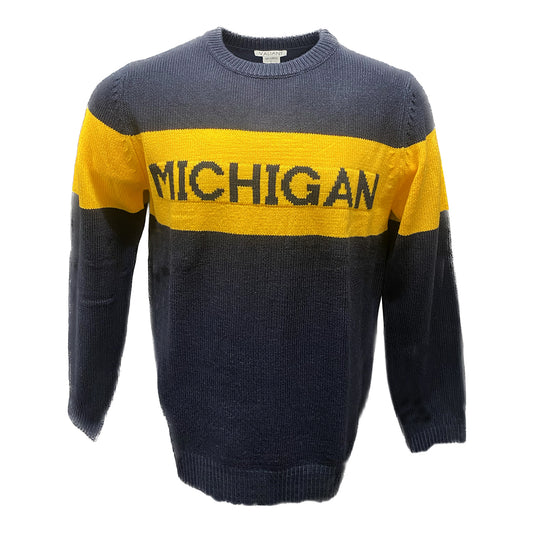Michigan Wolverines Valiant Navy Stripe Sweater