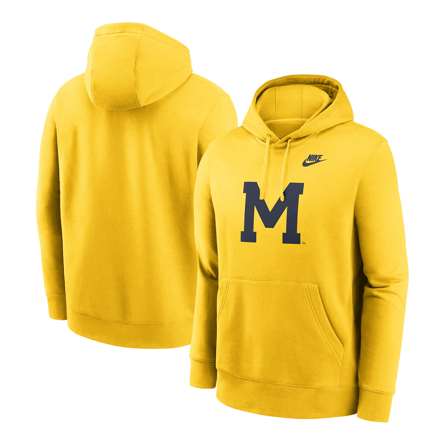 Michigan Wolverines Jordan Maize Club Fleece Hoodie - Front & Back View