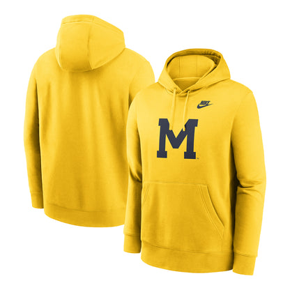 Michigan Wolverines Jordan Maize Club Fleece Hoodie - Front & Back View