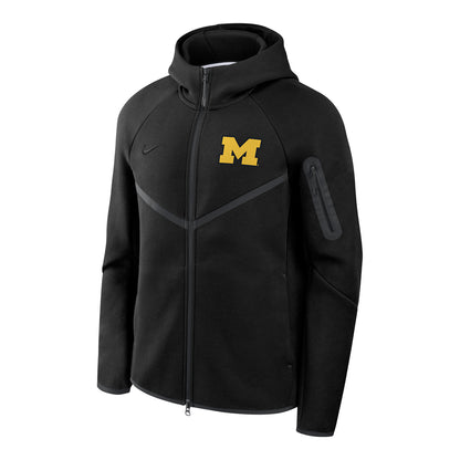 Michigan Wolverines Nike Full-Zip Tech Fleece Windrunner Hoodie In Black - Front View