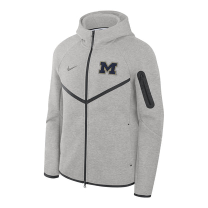 Michigan Wolverines Grey Nike Full-Zip Tech Fleece Windrunner Hoodie - Front View
