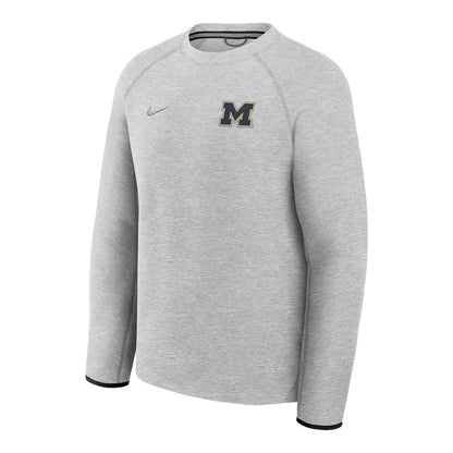 Michigan Wolverines Grey Nike Tech Fleece Crewneck Sweatshirt - Front View