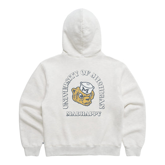 Michigan Wolverines Madhappy White Vintage Logo Sweatshirt In White - Back View