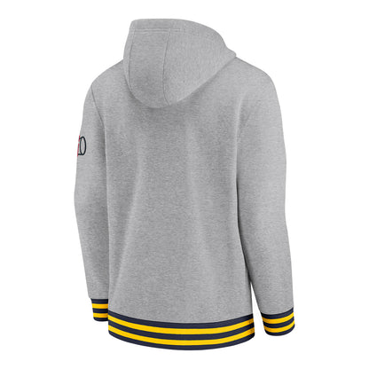 Michigan Wolverines Legacy Ribbed Pullover Hoodie In Grey - Back View