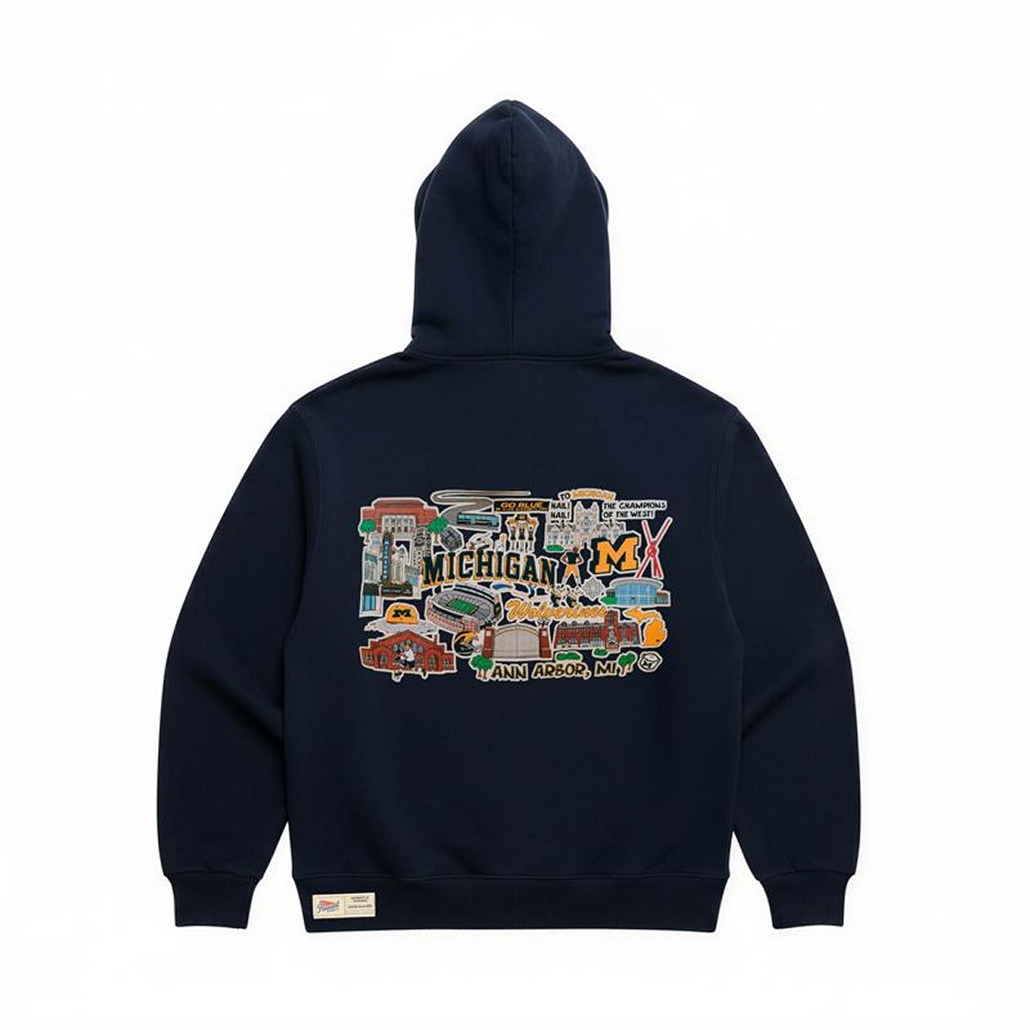 Michigan Wolverines Full Back Campus Art Hooded Sweatshirt - Back View