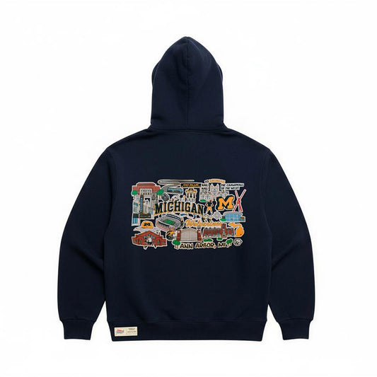 Michigan Wolverines Full Back Campus Art Hooded Sweatshirt