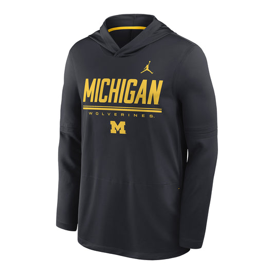 Michigan Wolverines Nike Pitch Blue Long Sleeve Hoodie Top - Front View