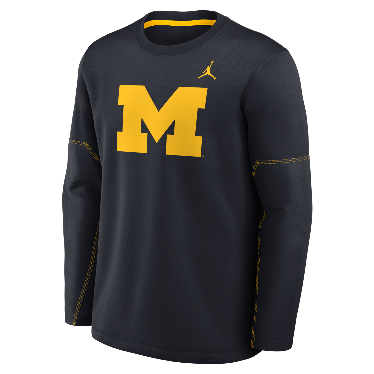 Michigan Wolverines Nike Navy Coaches Midweight Crewneck - Front View