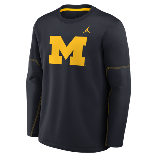 Michigan Wolverines Nike Navy Coaches Midweight Crewneck - Front View