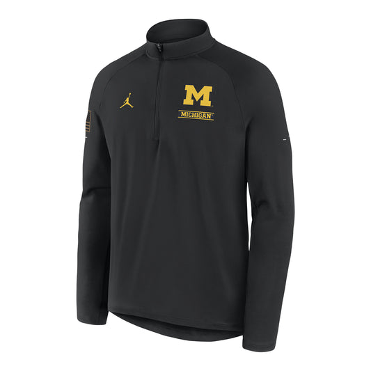 Michigan Wolverines Nike Jordan Black Military Half Zip