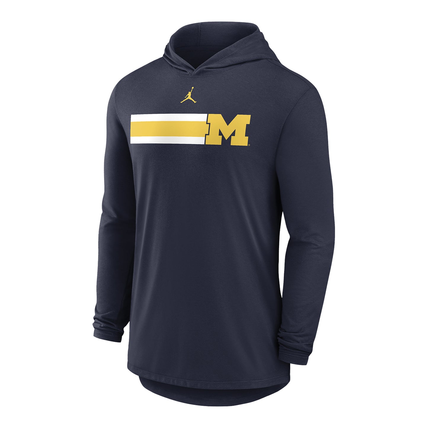 Michigan Wolverines Jordan Navy Three Stripe Hooded T-Shirt
